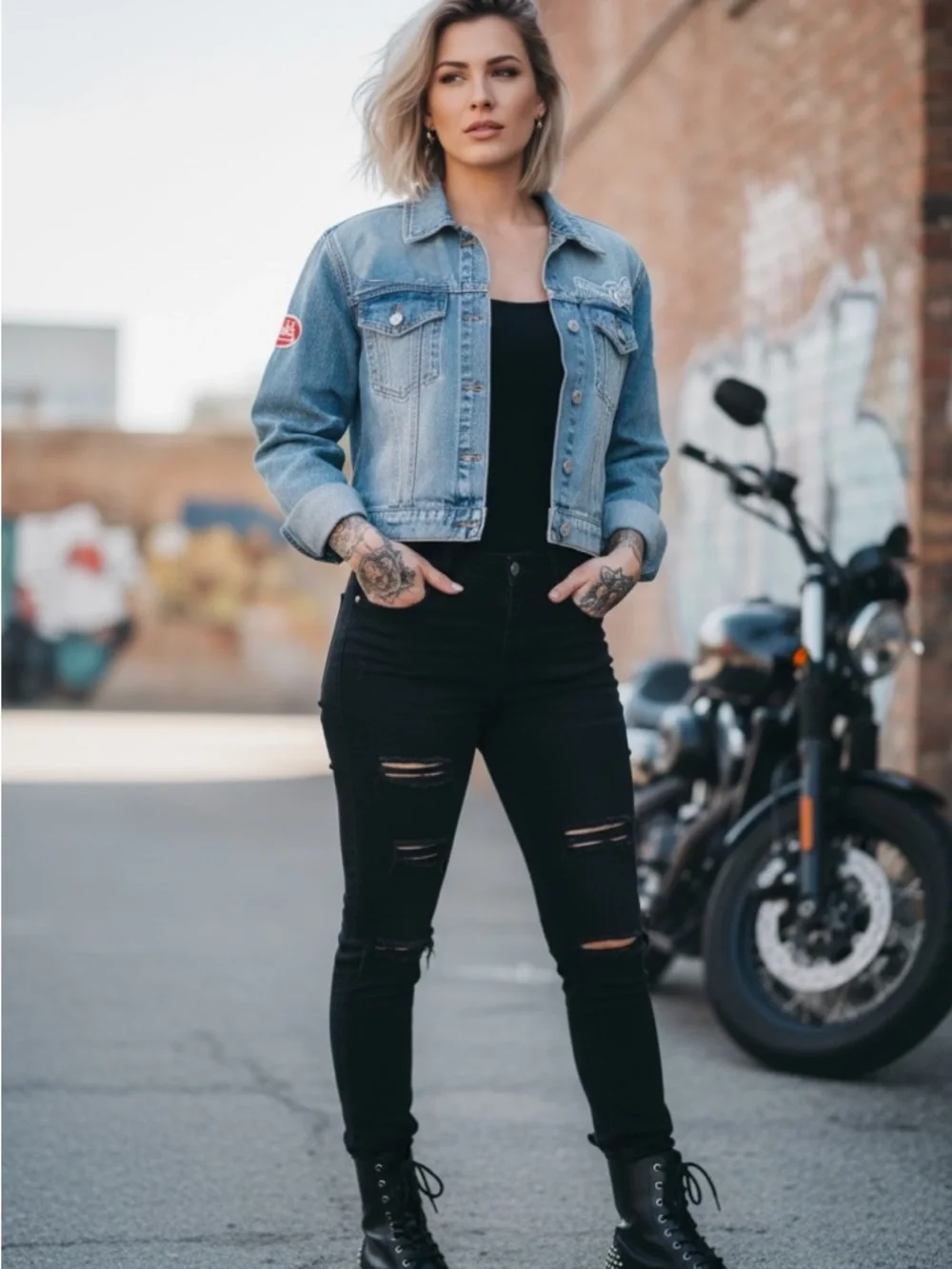 Von Dutch Y2K Vintage Style Cropped Zip-Front Light Wash Denim Jacket NWT Small - Picture 5 of 15